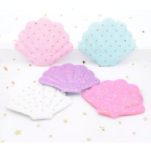 10Pcs 76*58mm Glitter Dot Print Shell Padded Appliques for DIY Cake Topper & Baby Headwear BB Clip Accessories Decor Patches H31