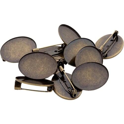 10pcs Inner 18*25mm/30*40mm Oval Antique Bronze Brooch Base For Women And Men Bouquet Brooch Base For Jewelry Making