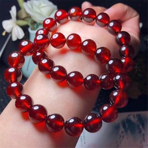 100% Natural Red Garnet Bracelet Jewelry For Woman Man Clear Crystal Round Beads Stone Stretch AAAAA 6mm 7mm 8mm 9mm 10mm 11mm