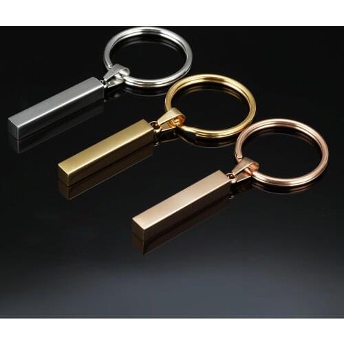 100% Stainless Steel Rectangle Charm Keychain Blank For Engrave Metal Bar Key Chain Mirror Polished 10pcs