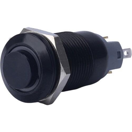 12mm Black Push Button Switch Waterproof Illuminated Metal High Head Momentary Switches with Power Mark 3V 6V 12V 24V 110V 220V