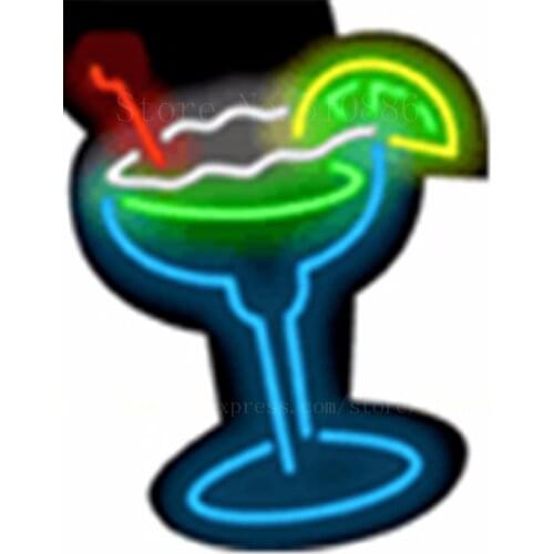 17*14" Margarita Glass NEON SIGN REAL GLASS BEER BAR PUB LIGHT SIGNS store display Restaurant Shop occasional Advertising Lights
