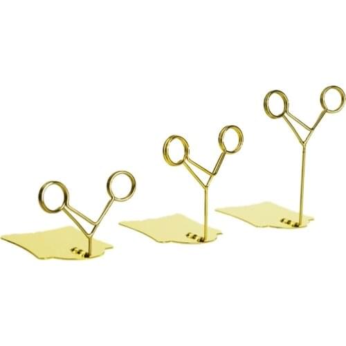 20pcs 10C POP gold smiling face metal label holder stand desk sign holder price tag display clamp rack office name card clip