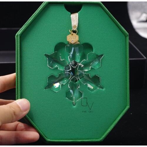 Gift Box and Handbag for Crystal Snowflake Car Pendant Transparent Christmas Charms Hanging Ornaments