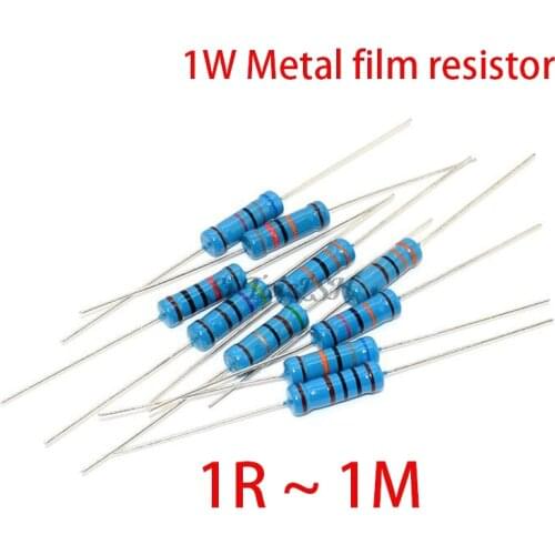 50pcs/LOTE 1W Metal film resistor 1% 1R ~ 1M 2R 10R 22R 47R 100R 330R 1K 4.7K 10K 22K 47K 100K 330K 470K 10 22 47 100 330 ohm