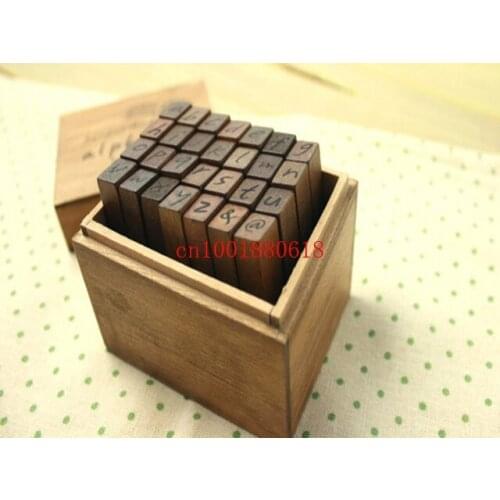 Free shipping Handwriting Alphabet stamp set With Wooden box DIY funny work Uppercase Lowercase Stamps ,2800pcs 28pcs/set