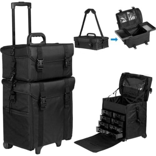 Olibelle Suitcase Professional Makeup 2 in 1 Suitcase Makeup Soft Oxford Fabric Beauty Case Hairstyle (2 in 1)