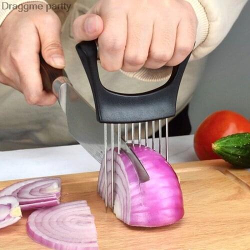 Onion Holder Stainless Steel Potatoes Fruits Vegetables Meat Slicer Peeler Chopper For Kitchen Tool Safe Aid Holder Gadget
