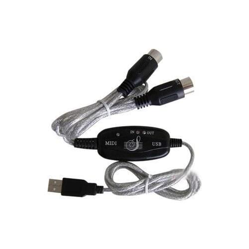 MIDI USB IN-OUT Interface Cable Cord Line Converter PC to Music Keyboard Adapter
