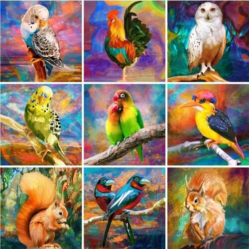 EverShine Diamond Mosaic Animals Picture Of Rhinestones Bird Full Drill Square Diamond Painting Owl Needlework Art Home Decor