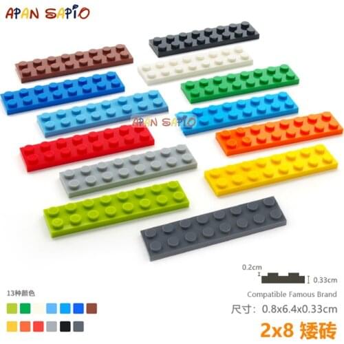 10pcs/lot DIY Blocks Building Bricks Thin 2X8 Educational Assemblage Construction Toys for Children Compatible With Brand
