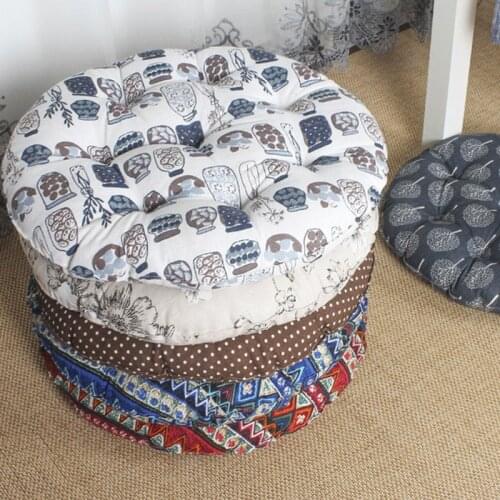 Round Cotton Cushion National Style Office Classroom Student Stool Cushion Fashion Office Decoration Cushion Multiple Patterns