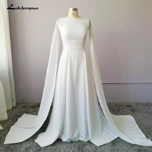 Lakshmigown Pure White Wedding Dresses satin Outlayer Red Carpet Dresses 2020 Vestido De Noiva