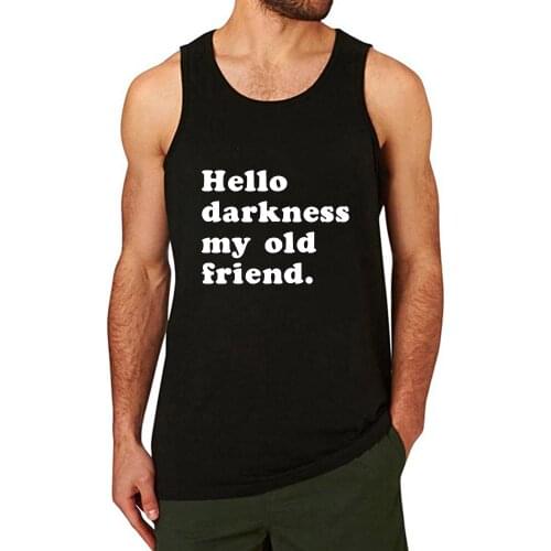 Lyprerazy Mens Hello Darkness My Old Friend Workout Gym Funny Printed Tank Top