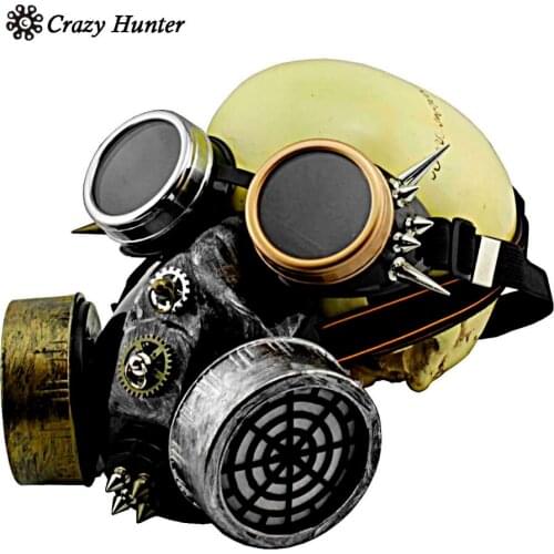 Cosplay Steampunk Punk Spike Sliver Gold Mask With Goggles Custume For Men