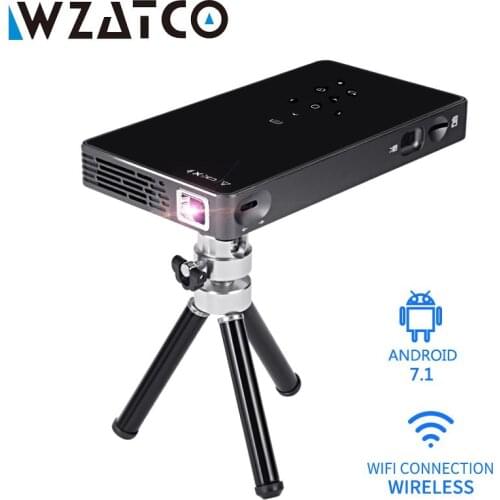 WZATCO CT50 MINI Projector Android 7.1 OS WIFI Bluetooth with Battery for Home Theater projektory Video Support Miracast Airplay
