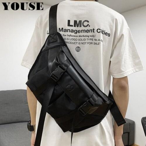 Mens Cross Body Bags Fashion Sling Shoulder Leather Clear Fanny Pack Military Travel Backpacks Motorcycle for Phone Cross Body