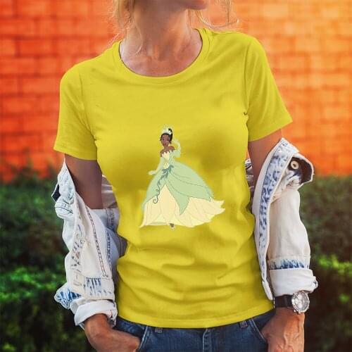 Fashion Women T-shirts Kawaii Dropship Disney Tiana The Princess And The Frog Printing Summer New Products T Shirts Female Trend