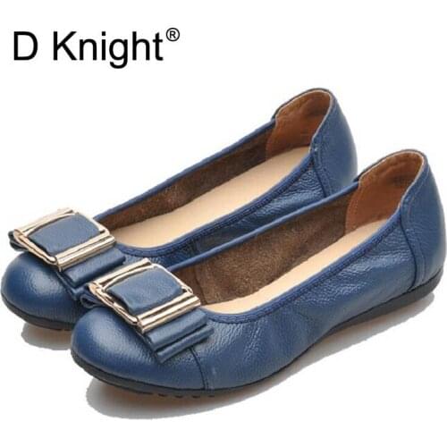 Super Soft Flats Round Toe Loafers Women Genuine Leather Moccasins Spring Boat Shoes Woman Sandals Summer Metal Ballerina Flats