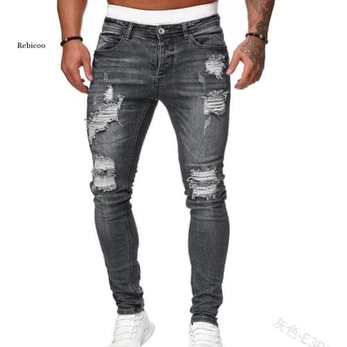 Adisputent Mens Sweatpants Sexy Hole Jeans Pants Casual Summer Autumn Male Ripped Skinny Trousers Slim Biker Outwears Pants