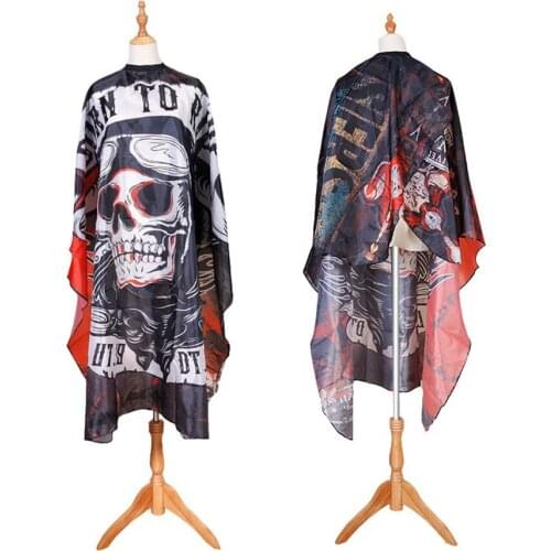 Salon Hairdressing Wrap Retro Skull Pattern Cape Salon Barber Haircutting Hair-Dyeing Hot Oil Treatment Apron E937