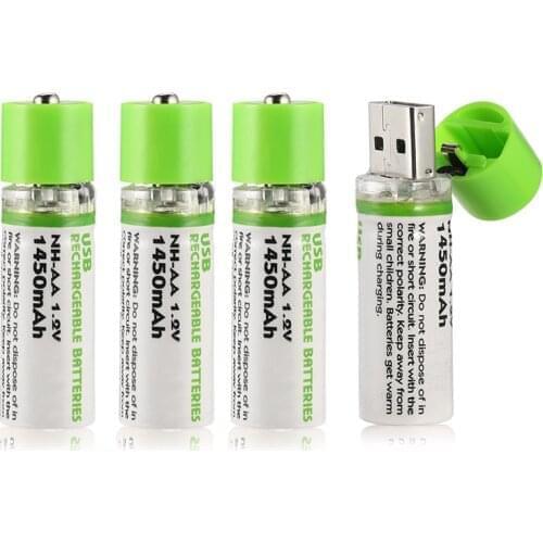 1.2V AA rechargeable battery 1450mAh Ni-MH battery cycle USB charging for toy flashlight tool rechargeable Ni-MH battery