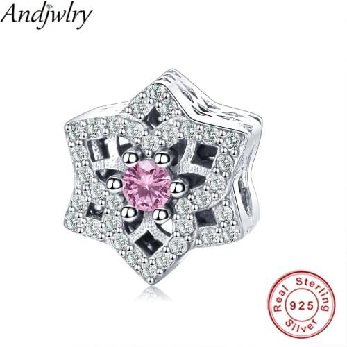 Fit Original Pandora Bracelet 925 Sterling Silver Star Beads With Purple CZ DIY Jewelry Making Charms Berloque Christmas Gift