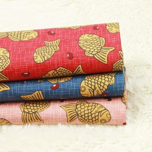 Half yard thicken cotton fabric soft breeze little fish print handmade DIY mouth gold package bag garment cloth 100% cotton B397