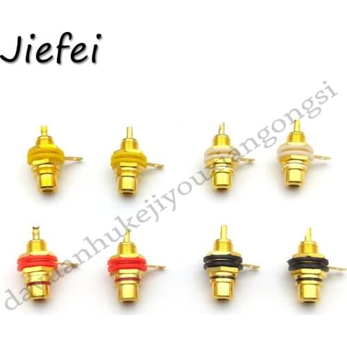 8Pcs 4 color Gold Plated Panel Mount RCA Female plug Jack Audio Socket Amplifier Chassis Phono Connector with nut solder