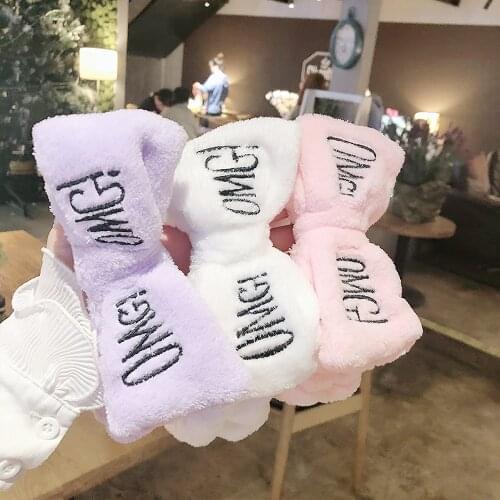 2021New Soft Coral Fleece Hairbands For Women Wash Face Makeup Cute Girls Headbands Bow Hair Bands Turban Hair Accessories