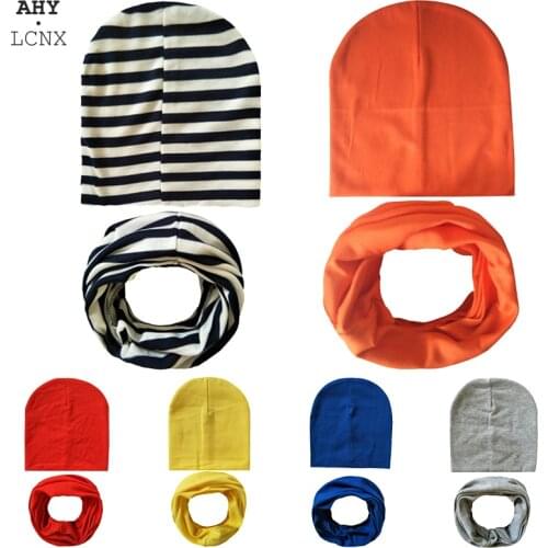 2Pcs Baby Hat Scarf Set Autumn Winter Warm Boys Girls Neck Collar Neckerchief Kids Beanies Suit Cotton Children Hats Wholesale