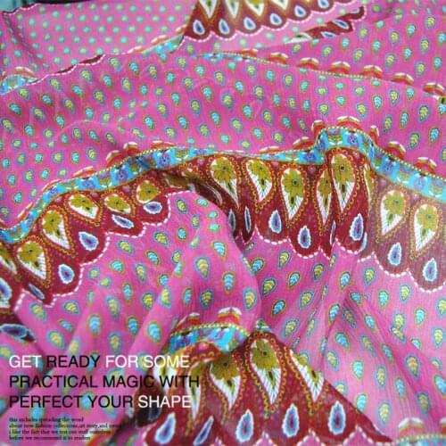 Silk Georgette Chiffon Fabric Dress 10 momme Striped 100% Pleated Thin Transparent Spring and Summer Skirt DIY Sewing