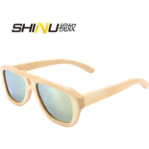 SHINU nature bamboo men women sunglasses polarized lens color coating fishing cycling sunglasses spring hinge handmade glasses