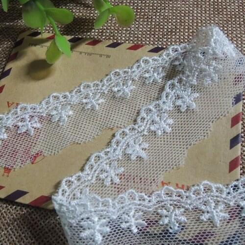 1M Embroidery Lace Fabric Craft Supplies 2.2cm White Laces Mesh Wedding Lace Ribbon Sewing Accessories Trimmings dentelle L69