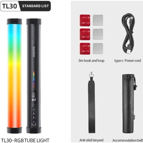 Godox TL30 11.81 Inch Tube Light Handheld Photographic Lighting Remote App RGB Led Stick For youtobe or tiktok Tiktok Movie Vlog