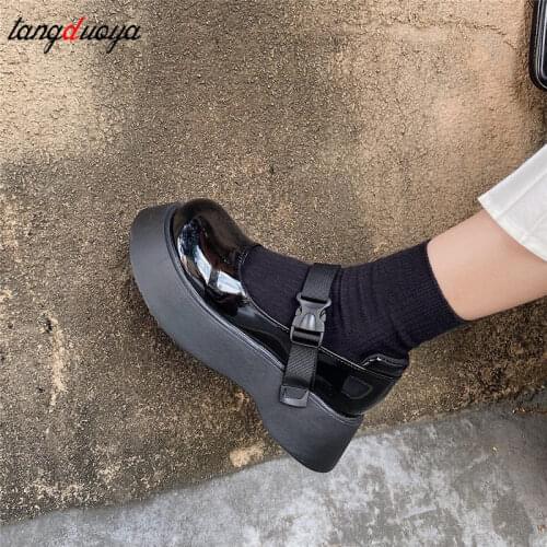 Lolita Shoes Women Big Head Doll Shoes Platform Women Pumps Thick Bottom Black Gothic Mary Jane shoes platform shoes College