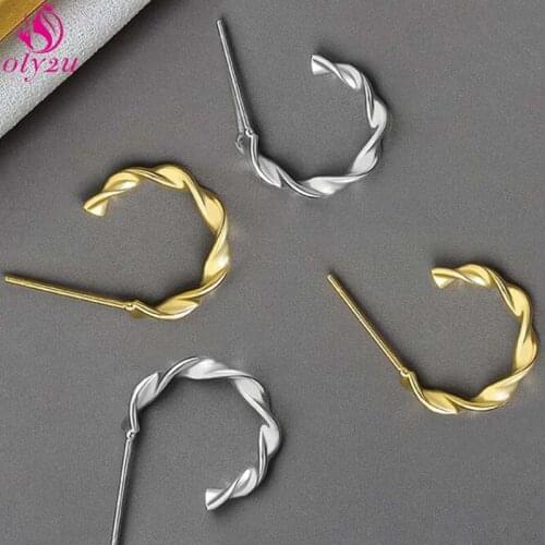 Korean Retro Fashion Cross Earrings Metal Golden Twist Wreath Earrings Female Girls Daily Personality Geometric Jewelry 2020