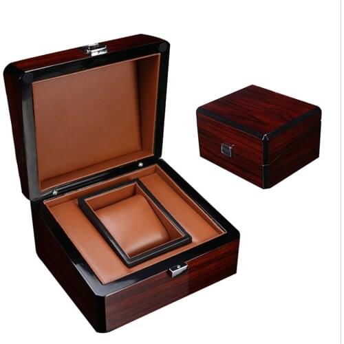 Vintage Wood Watch Box Single Gird Wristwatch Jewelry Storage Holder
