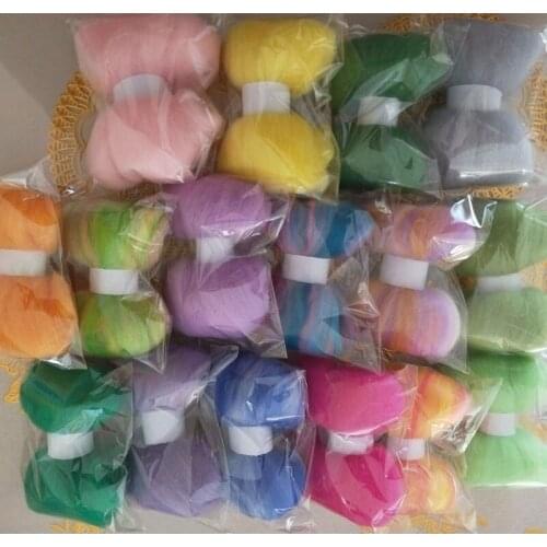 WFPFBEC 70s wool for needle felting merino wool roving sheep wool fiber diy crafa 160g 10g/color 16colors