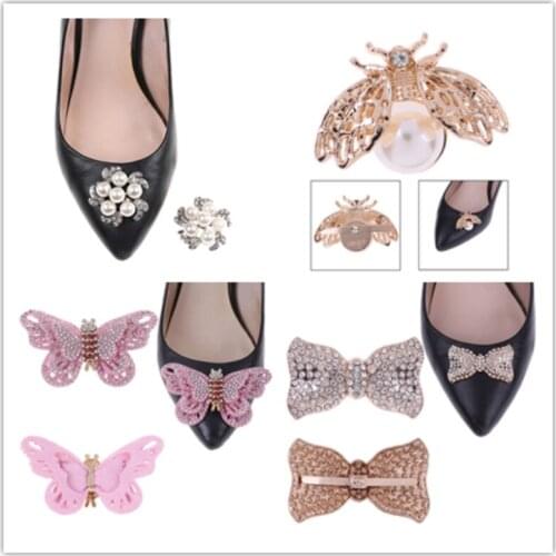 1Pcs New Bridal Shoes Rhinestone Clip Buckle Crystal Shoe Clip Decoration Faux Pearl Shoe Clips Decorative Accessories