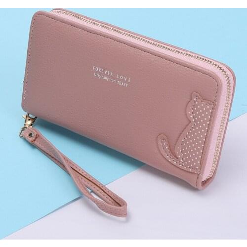Women Cartoon Letter Long Wallets Female Pu Leather Zipper Coin Purse Ladies New Wristband Multi-card Holder Clutch Money Clip