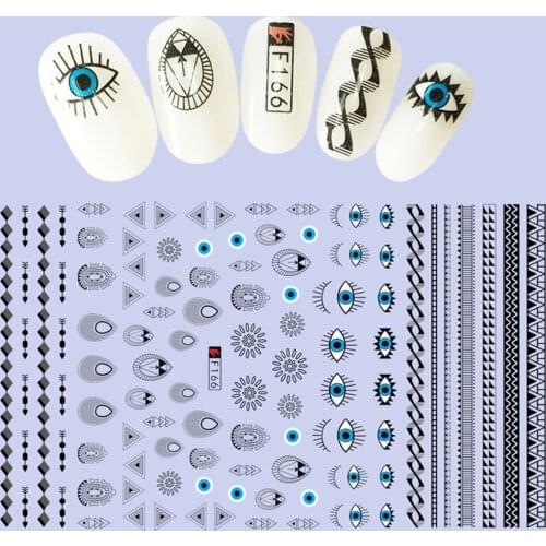 1pcs Fashion Pattern Eyes Nail Slider Art Stickers 3D Mixed Color Design Nail Art for 3D DIY Decorations Decal Tips BEF166-573