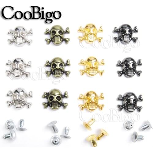 12pcs Skull Cross Bone Rivet Studs Spikes Punk DIY Leather Craft for Apparel Shoes Bag Dog Collar Gloves Accessories 12x14.5mm