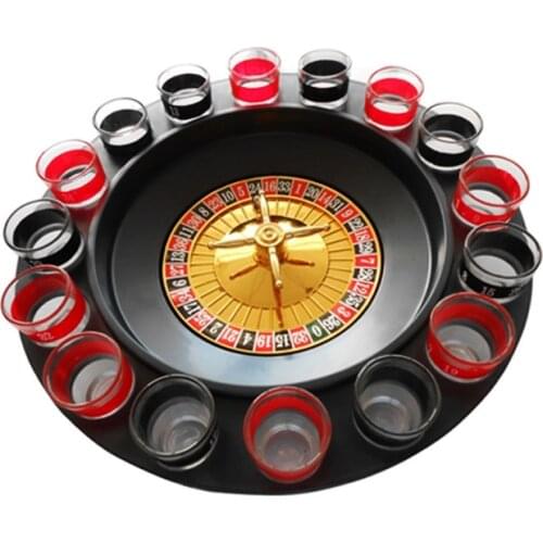 Novelty Gifts Russian Lucky Party Games Roulette Drinking Game With 16 Shot Glass Spin Wheel Board Game Drinking Bar Accessories