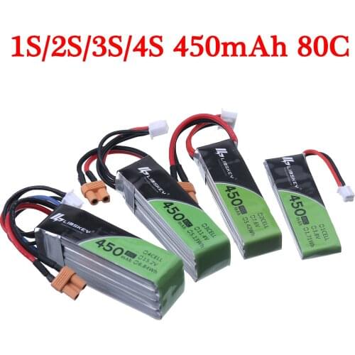 1S/3.8V 2S/7.6V 3S/11.4V 4S/15.2V 450MAH 80C Lipo Battery XT30 Plug for RC CineBee Cine Whoop BetaFPV Quadcopter Toothpick Drone