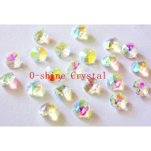 2000pcs 14MM AB COATING COLOR CRYSTAL OCTAGON BEADS IN 2 HOLES FREE SHIPPING