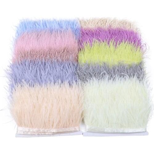 Wholesale 5/10 meters Ostrich feather fringe trims Width 6-8cm White Ostrich Wedding Party Dress Decoration Custom Colors
