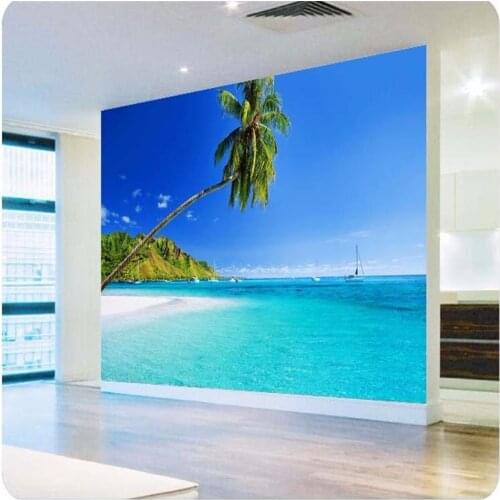 Beibehang photo 3d wall paper Mediterranean palm mural TV backdrop blue sky clouds large wall mural bedroom wallpaper for walls