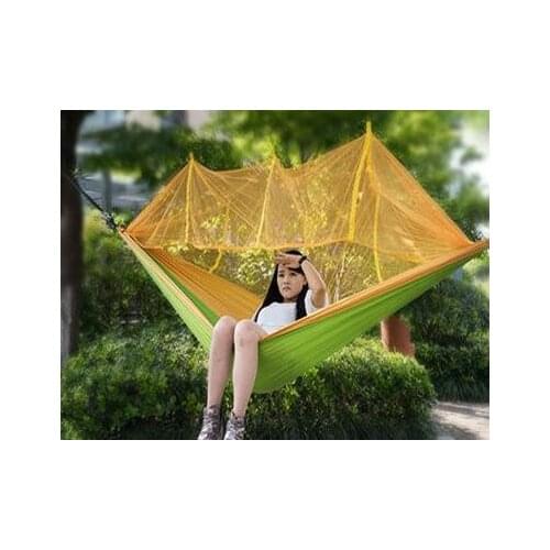Free Shipping 260x130cm Portable High Strength Parachute Nylon Camping Mosquito Double Hammock with Mosquito Nets Hamaca Chair
