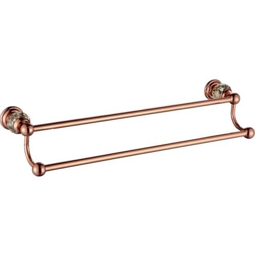 FREE SHIPPING new design Rose gold Crystal double towel bar 61cm length